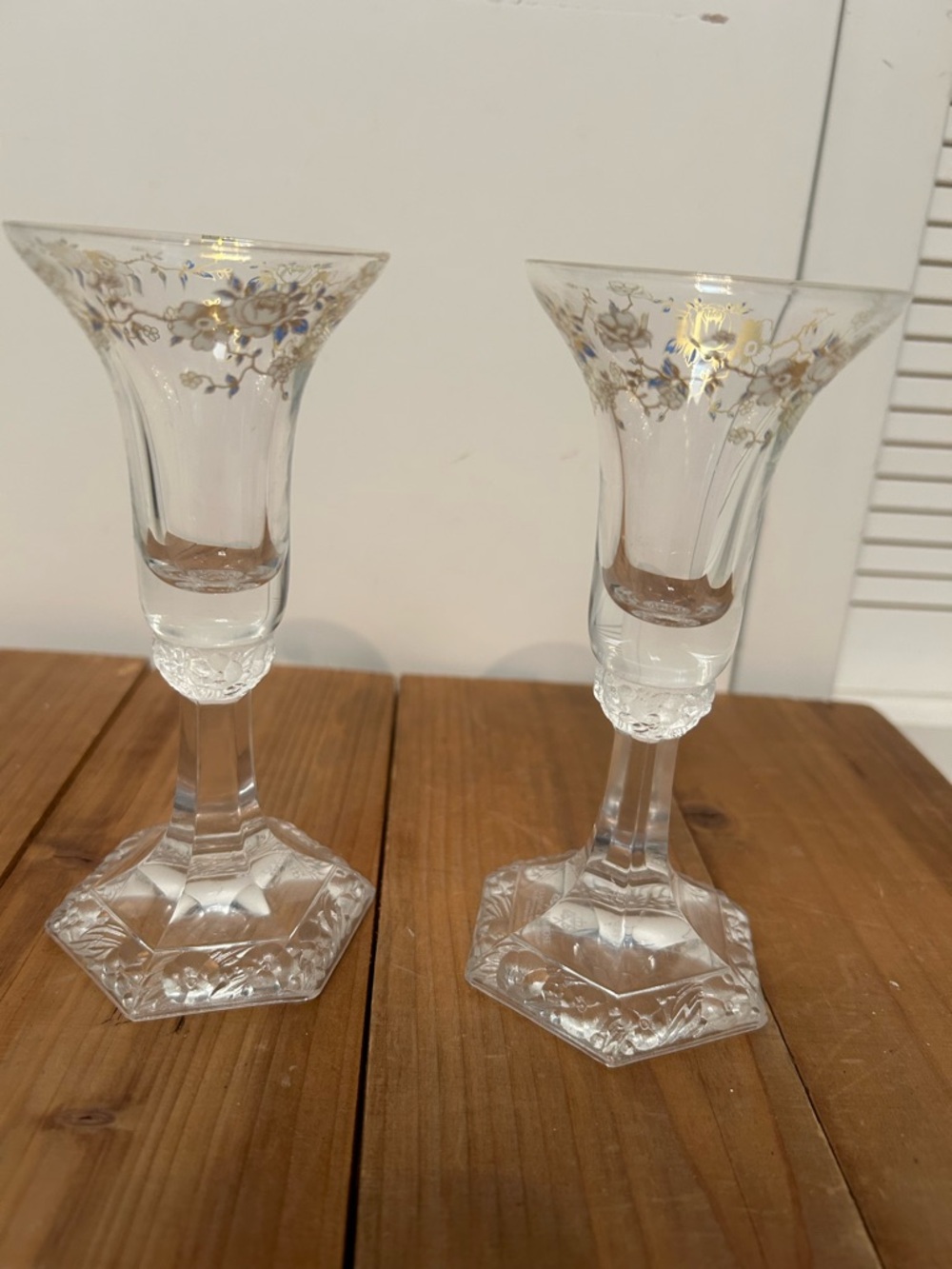 Rosenthal Classic Rose crystal candlestick holders. Germany. Great condition